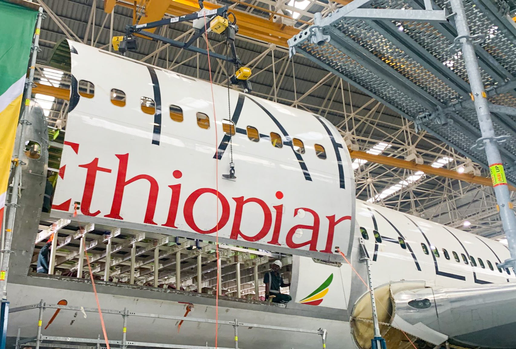 After the  Conversion  of  Africa’s  First  B767  Passenger  Aircraft  into  Freighter ,  Ethiopian Airlines'  second  aircraft  has  reached  the  stage  of  door  cutting  !