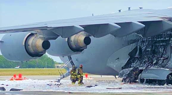 US Airforce  C-17 Airlifter Caught  Fire at Joint Base Charleston, No injuiries !