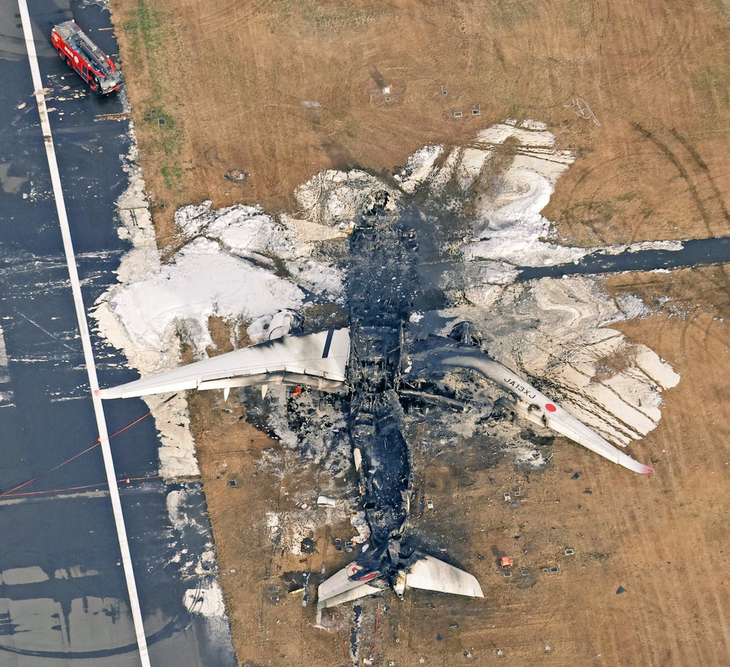 Japan Transport Safety Board on Haneda Airport 2024 Accident: Megaphones of JAL A350 had Insufficient Range for Crew Instruction Transmission.