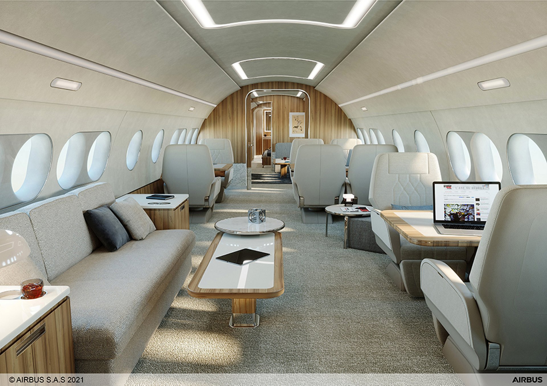 In a First , Airbus A220 ACJ  offers digital Airbus cabin configurator to choose their own layouts from 120 options.